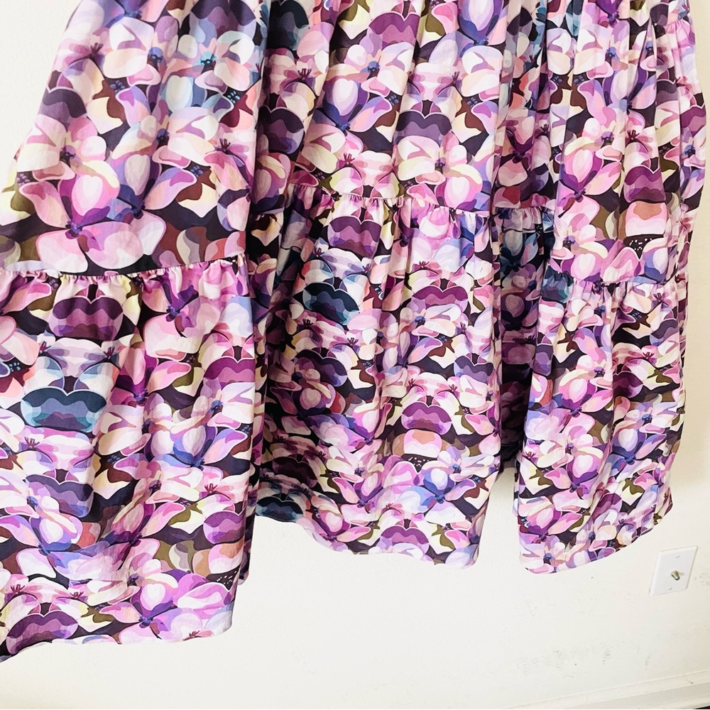 Kika Vargas SMALL Cecily flutter sleeve tiered midi dress in purple floral - Picture 5 of 9